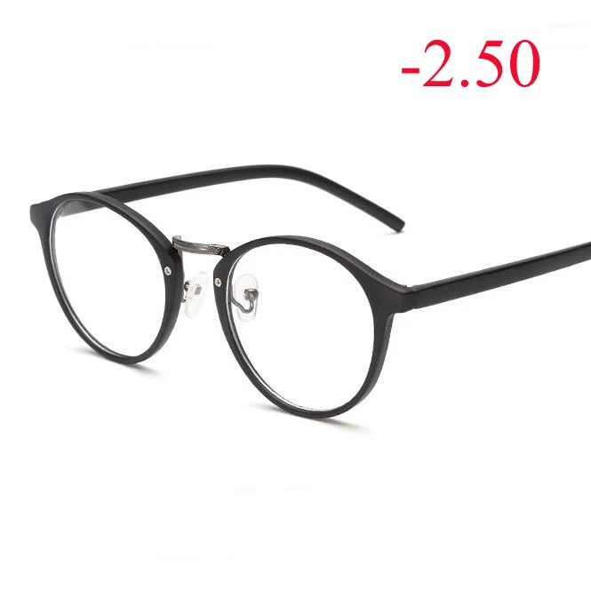 Myopia 250 Мужские и женские очки для близорукости, ретро очки в пластиковой металлической оправе, оптические овальные диоптрийные очки-1,0-1,5-2,0-2,5-3,0-3,5-6,0 - Цвет оправы: Myopia 250