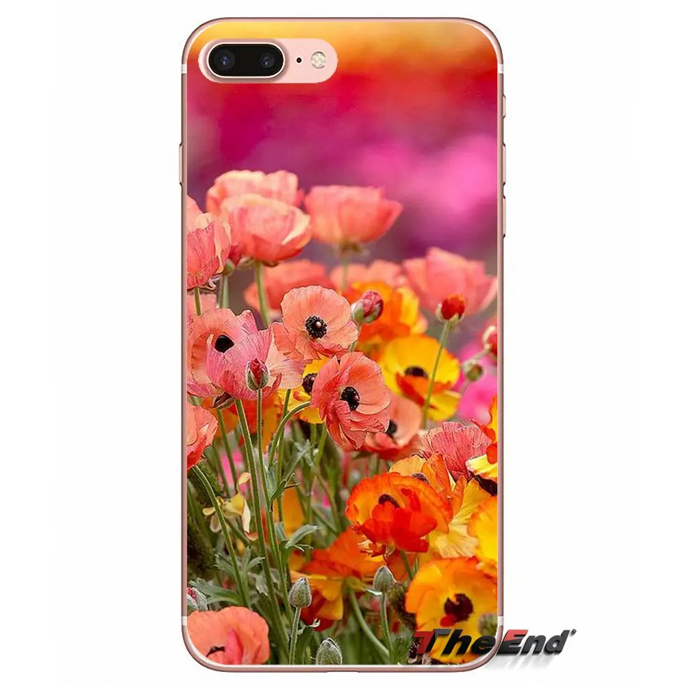 Красный Маки васильки Силиконовый ТПУ чехол для iPhone X 4 4S 5 5S 5C SE 6 6S 7 8 Plus Samsung Galaxy J1 J3