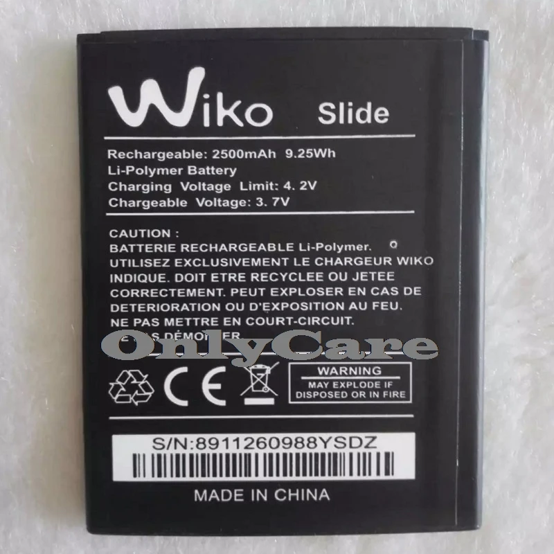 100% первоначально для Wiko слайд Батарея 2500 мАч Высокое качество Аккумулятор Bateria