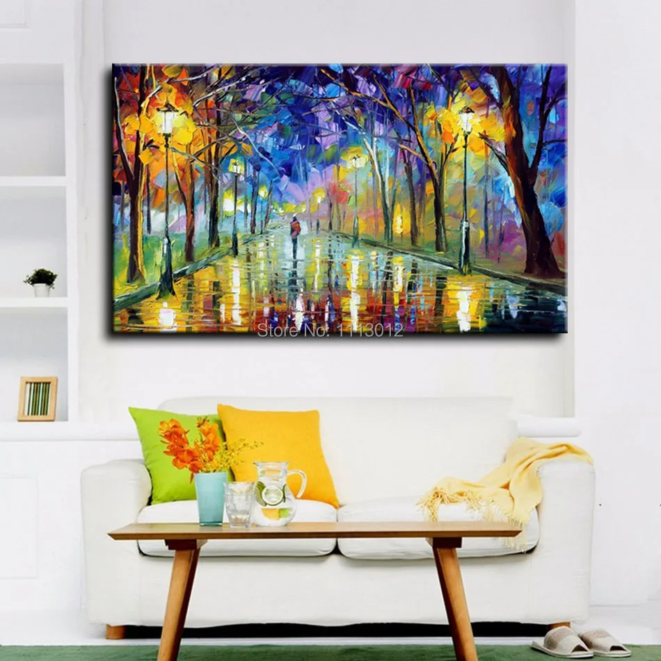 Больший Современный домашний декор искусственное дерево улица женщины на холсте