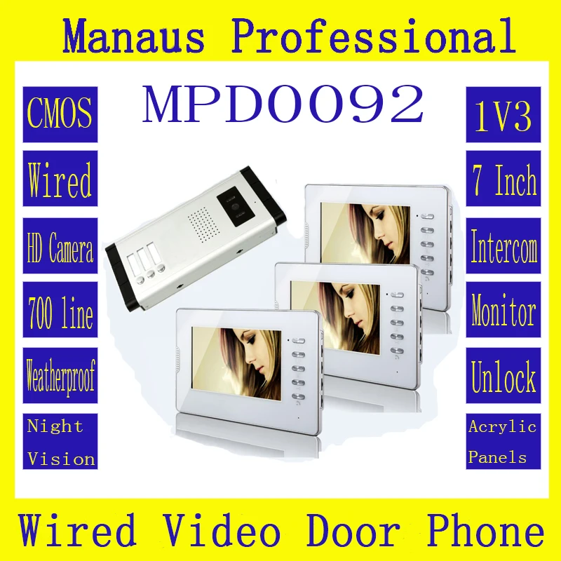 Новейший профессиональный домашний Домашний домофон с ЖК экраном 7 дюймов