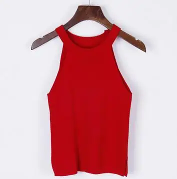 Новый Модный женский Трикотажный жилет короткий дизайн майка на бретельках