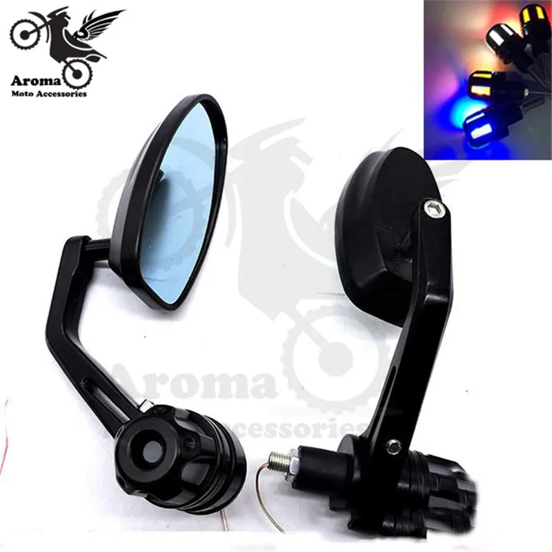 

1 pair 4 colors available motorcycle rearview mirror handle bar mirror LED turn signals racing style aluminum backup mirrors