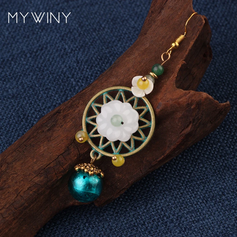 MYWINY/Винтажные этнические серьги капли в виде цветка ракушки для женщин