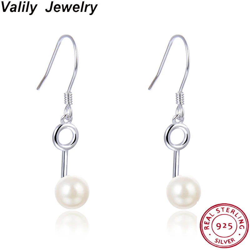 Valily модные одна пара жемчуг Длинные висячие серьги 925 пробы серебро Серьги с