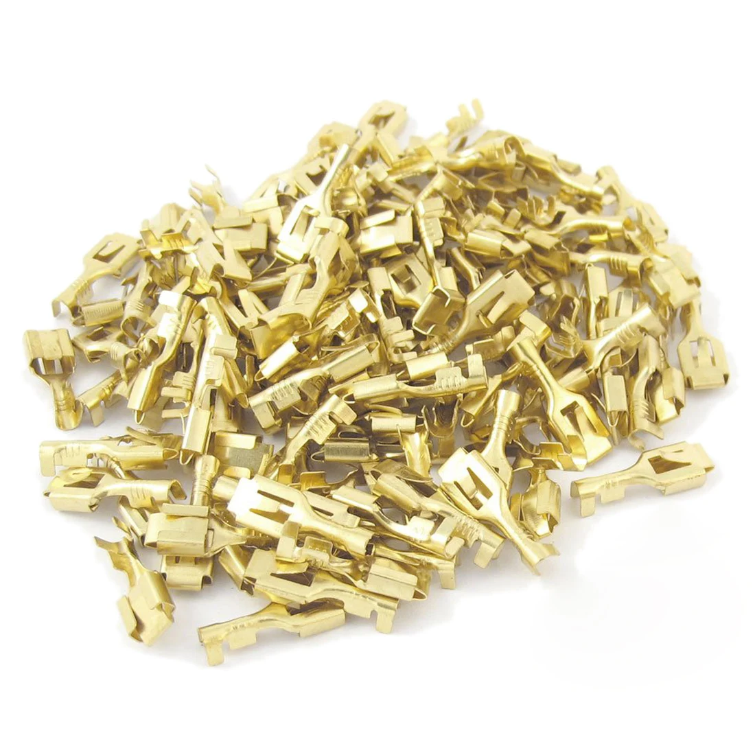 

100 Pcs Gold Tone 7mm Wide Female Spade Crimp Terminal Connectors