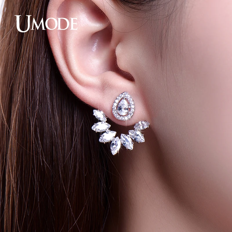 UMODE моды иглы циркон серьги гвоздики куртки для женщин листьев капли воды