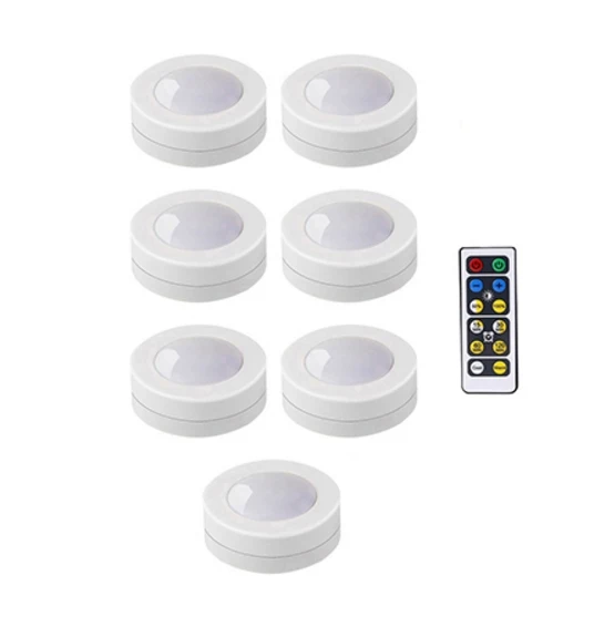 1Controller 7Lamp Светильник для шкафа, беспроводной, с регулируемой яркостью, сенсорный датчик, двойной цвет, светодиодный, ночные лампы, батарея, дистанционное управление, подходит для кухни, лестницы - Цвет: 1Controller 7Lamp