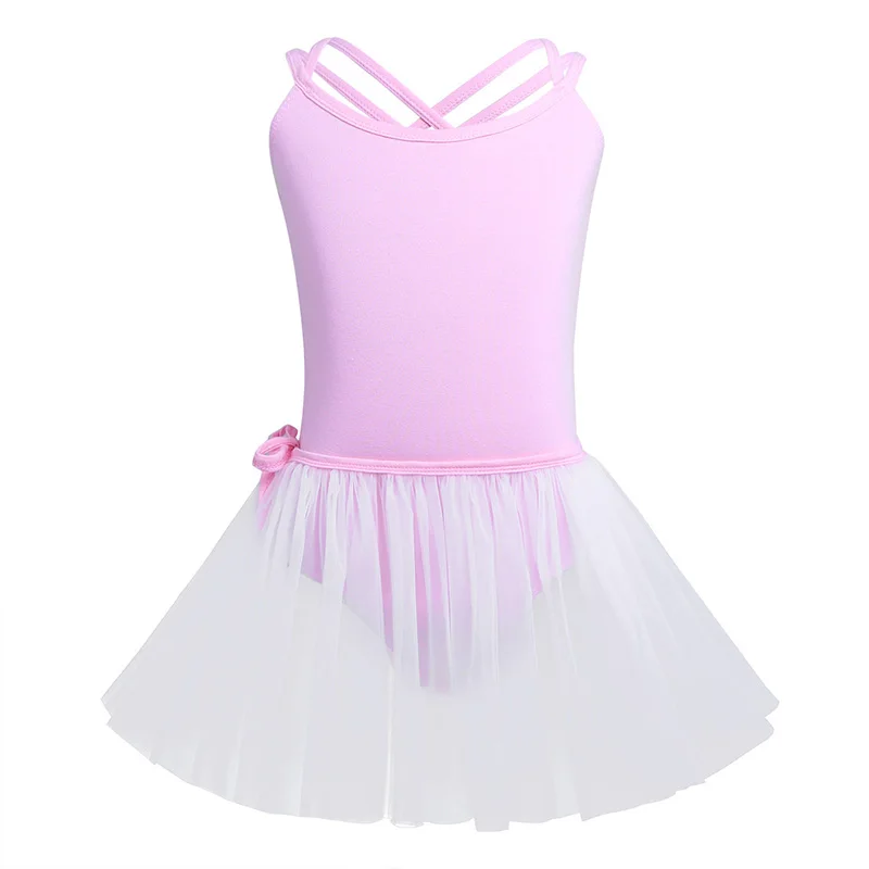 Pink White Iiniim/костюмы для лирических танцев на бретельках для девочек, балетное трико, гимнастическое трико, юбка-пачка для танцев - Цвет: Pink White