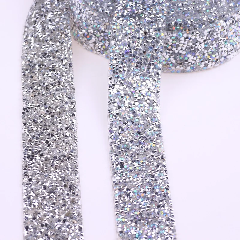 Prajna 1 Yard Clear Crystal Motifs Rinestone For Jewelry Bag Shoe Decoration Glitter Dress Rhinestones Hotfix Ribbon Applique F | Дом и сад