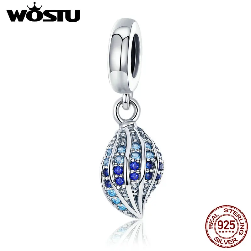 WOSTU, новинка, 925 пробы, Серебряная раковина, морская улитка, подвеска, подходит для оригинала, браслет из бусин, сделай сам, счастливый бренд, ювелирное изделие, подарок CQC707