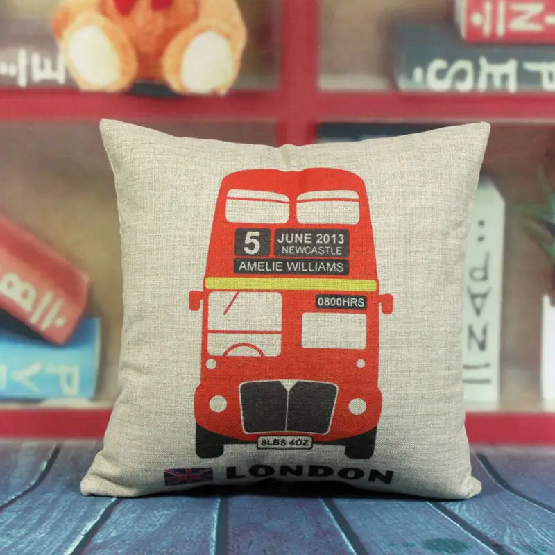 LINKWELL 45x45 см UK London Red Bus мультяшный узор для украшения дома Мешковина наволочка