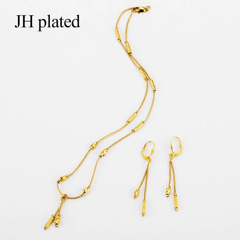 JHplated африканские индийские ювелирные изделия Модные шарики ювелирные изделия маленький золотого цвета бусы ожерелье серьги для женщин/девочек подарок