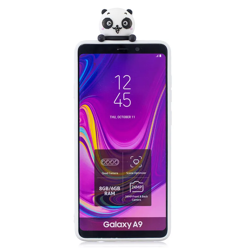 3D Мягкий Силиконовый ТПУ чехол для samsung Galaxy A9 2018 Милая мультяшная панда Чехлы A920