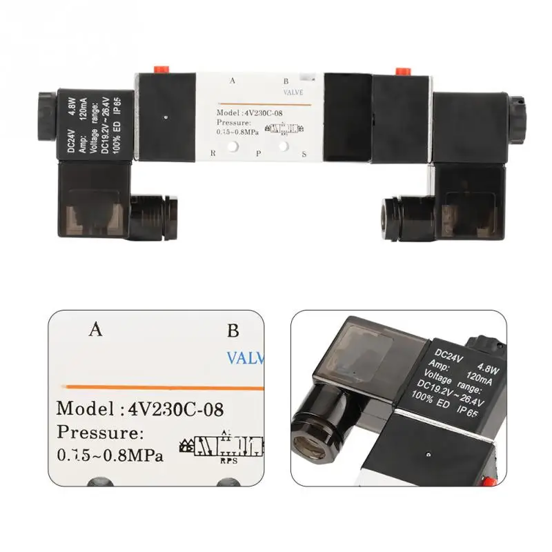 4V230 08C пневматический Соленоидный клапан DC 24V BSP 1/4 нормально закрытый 3 положения 5