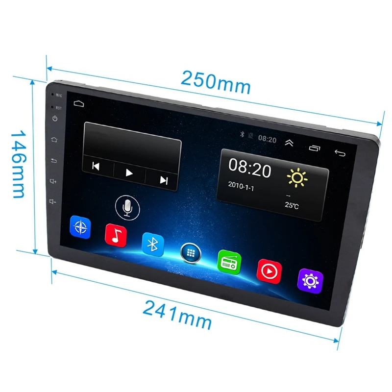 10 1 дюймов Android 8 автомобиля Bluetooth Wi Fi Gps навигация Quad Core радио Видео Аудио Mp5