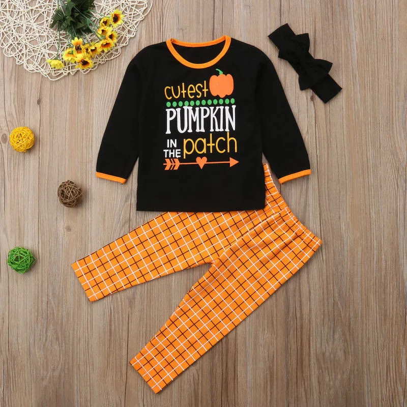 Комплект одежды для маленьких девочек на Хэллоуин топы с длинными рукавами и