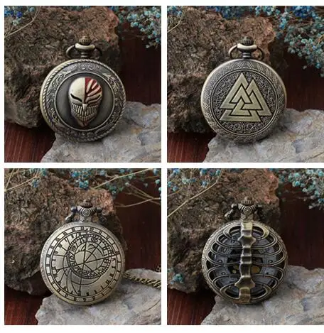 Mixed style compass mask triangle quartz steampunk pendant Necklace pocket watches man and woman gift