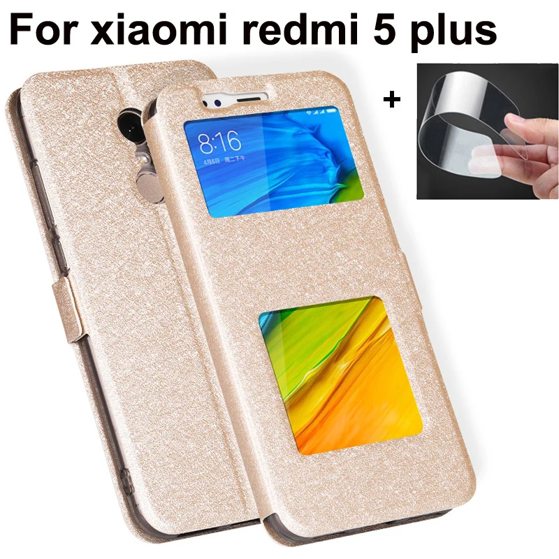 Роскошный чехол с открытым окошком 5 99 дюйма для xiaomi redmi plus из искусственной кожи