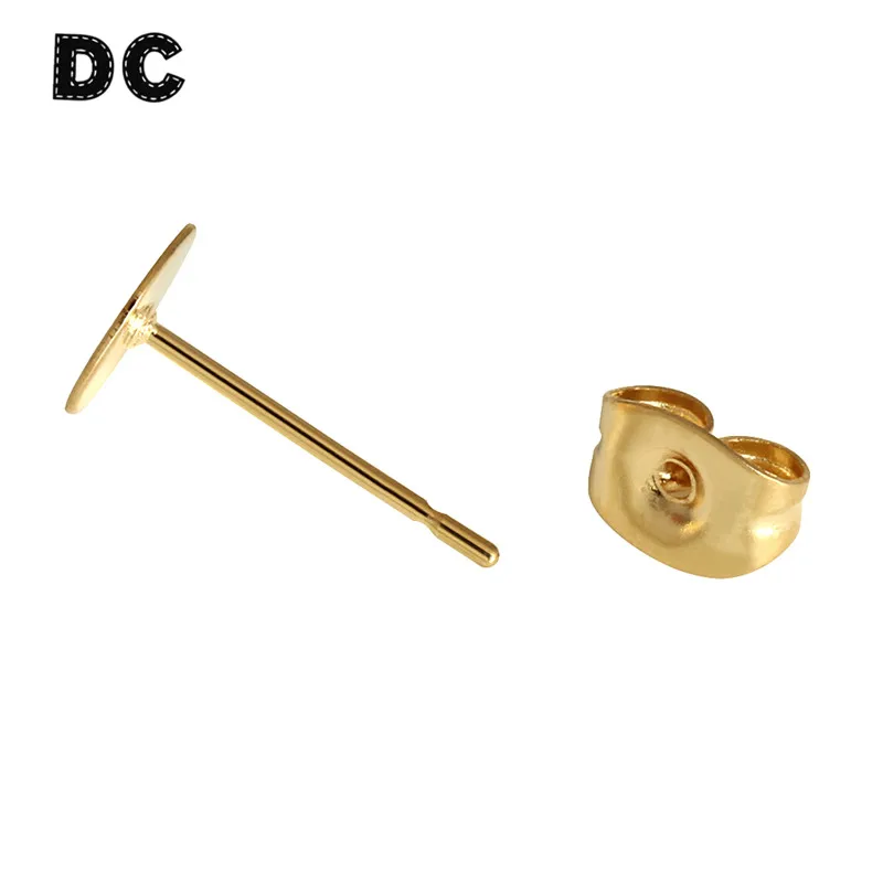 50 шт. основа для серег из нержавеющей стали пустая серьги-гвоздики 3 мм 4 6 8 Кабошон