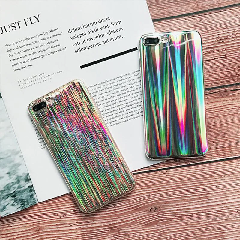 100PCS Laser Shining Cases Cover for iPhone 7 8 X XS XR MAX Case Rainbow Back Phone Shell For By Free DHL |