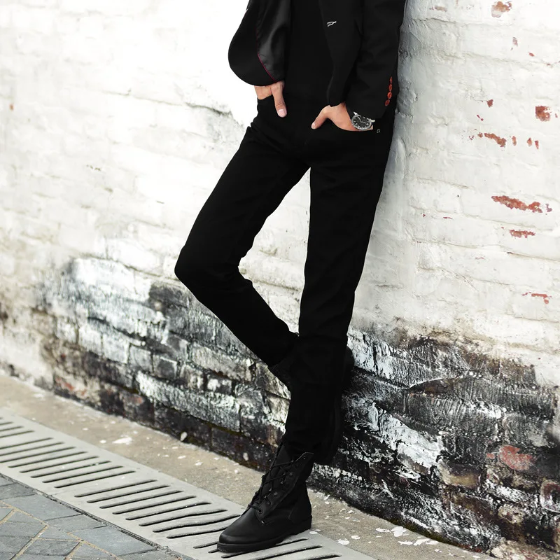 Мужские хлопковые облегающие брюки повседневные зауженные карандаш для