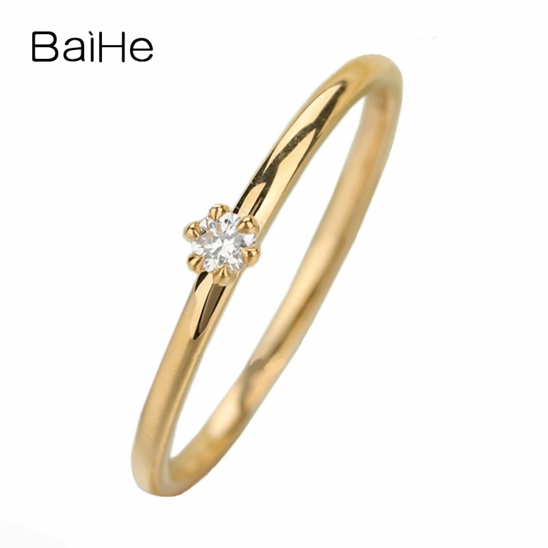 

BAIHE однотонное 14k желтое золото VS/H круглые полностью ограненные натуральные бриллианты Свадебная вечеринка женские ювелирные изделия из др...