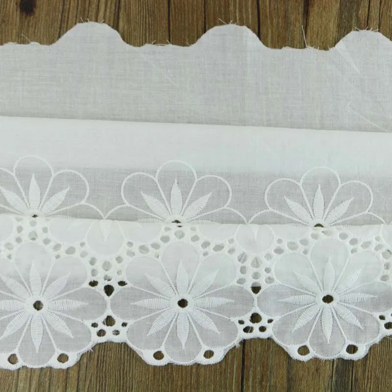 Белые хлопковые кружева ультра широкие 33 см ручной работы сделай сам Аксессуары