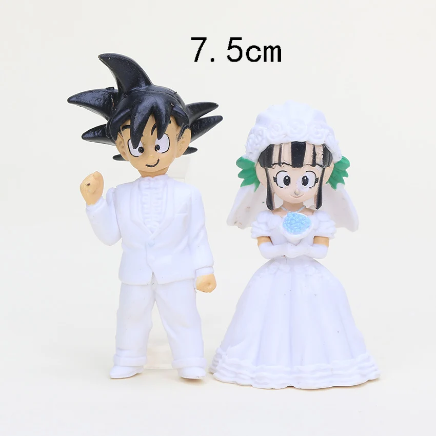 7.5cm 11 см Dragon Ball Z Goku ChiChi свадебные фигурки ПВХ Фигурки игрушки 2 шт./компл - Цвет: 7.5cm