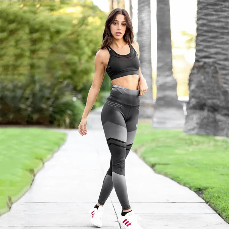 Леггинсы с высокой талией и принтом леггинсы пуш-апом для фитнеса