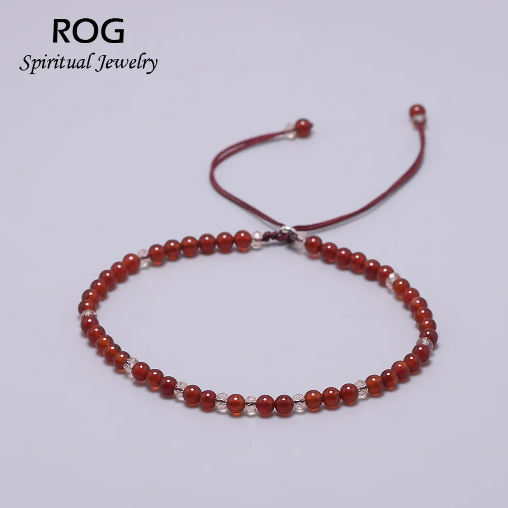 Маленький натуральный камень 3 мм красный оникс браслеты из бисера тонкий