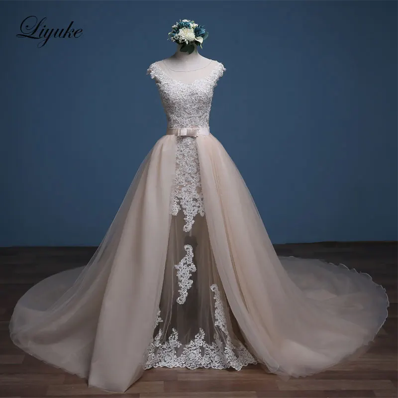 Роскошное Тюлевое свадебное платье русалка без рукавов с чудесной аппликацией