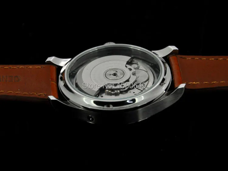 Мужские часы Parnis с черным циферблатом и автоматической пряжкой 43 мм | Наручные