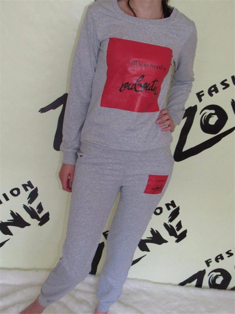 Одежда спортивная 2 шт. Женщины Бренд Спортивный Костюм Толстовка И Брюки