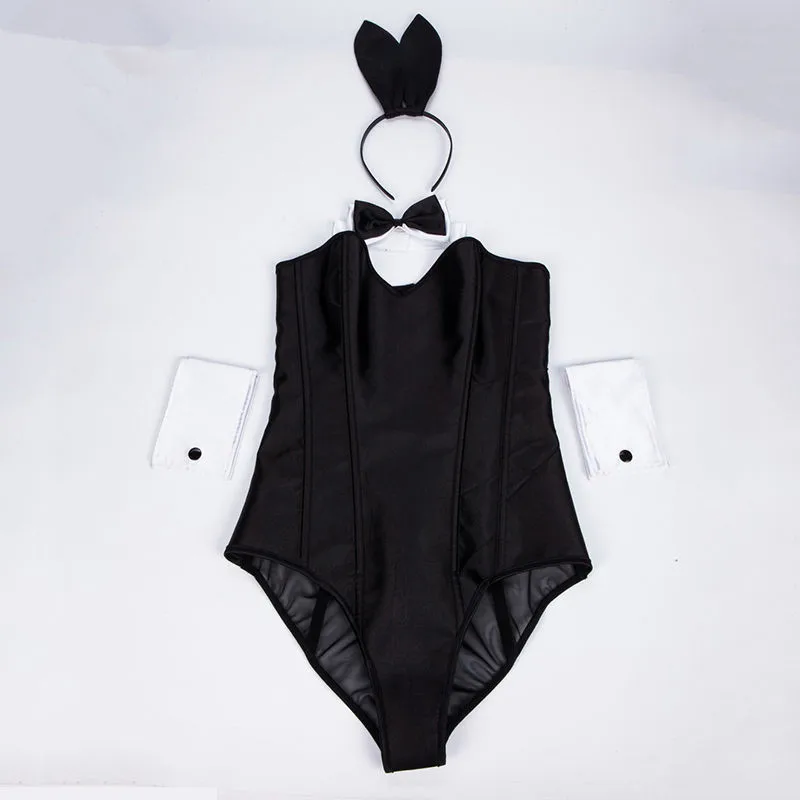 Women Sexy Black Bunny Costume Rabbit Girl Corset Romper Bodysuit | Тематическая одежда и униформа