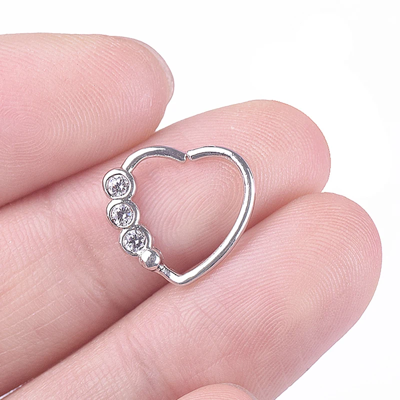 1 шт. кольцо для носа из нержавеющей стали ювелирные изделия тела в форме сердца