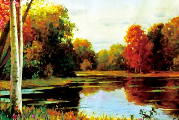 53x73 см Набор для вышивки лентами золотистого озера набор рукоделия Ручное шитье