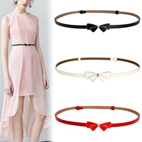 adjustable patent pu leather belts for women white enamel bow waistbands girdle for dresses female thin waistband black straps