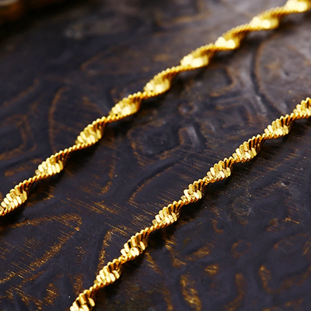 

Thin Wave Twisted Chain Yellow Gold Filled Womens Chain (Match For Pendant) 18in