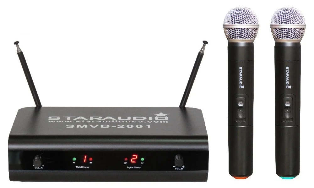 2 канальный Pro Беспроводной VHF микрофон двойной ручной легко Применение с