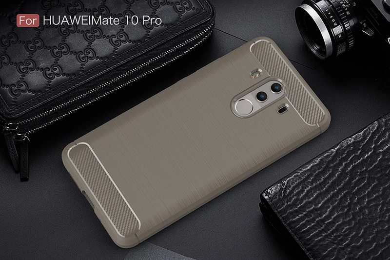 Ocolor для Huawei Mate 10 Pro углеродного волокна чехол противоударный ТПУ Мягкий