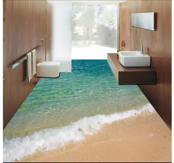 Настенные ПВХ обои на заказ водонепроницаемые 3d для пола морского серфинга пляжа