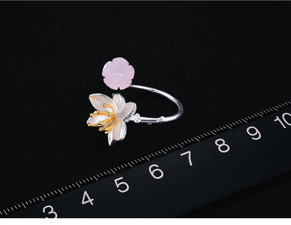 Lotus Fun реальные 925 стерлингового серебра Природный розовый кварц ручной работы Fine Jewelry Кольцо Цветок лотоса шепчет кольца для женщин Bijoux