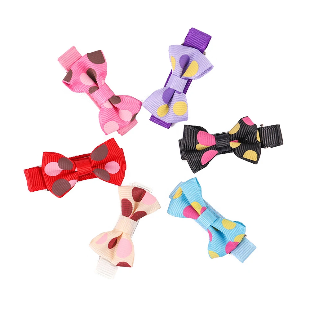 Mini Dogs Bow Hairgrips Hair Clips Girls Coloful Big Spot Whole Wrapped Safety Kids Hairpins Accessories | Дом и сад