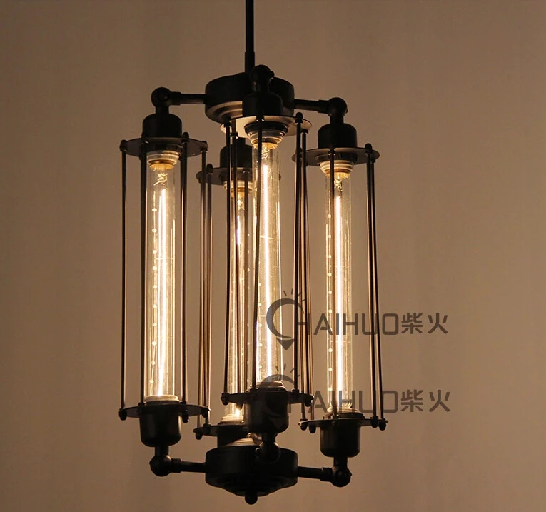 Подвесной светильник RH Lofts винтажный металлический в стиле стимпанк 4 лампочки |