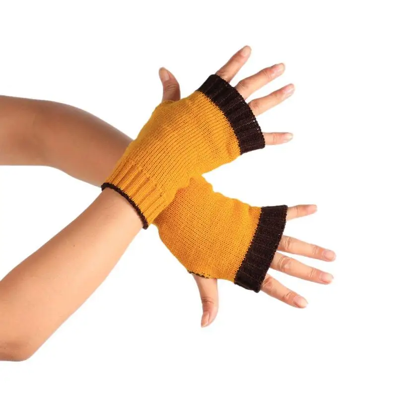 Зимние вязаные длинные перчатки для запястья без пальцев мужские пальцев|long