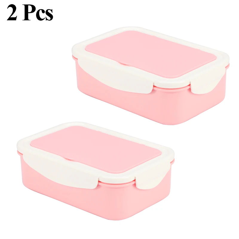2 Pcs KT156 PP Ланч-бокс для детей 2 или 1 шт. контейнер для микроволновой печи герметичный пищевой контейнер для хранения фруктов Bento box с ложкой и вилкой - Цвет: 2 Pcs KT156