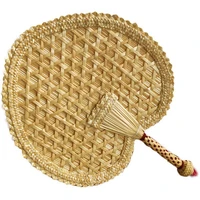 pure hand woven wheat straw fan old man summer natural hand fan environmentally friendly hand woven fan decoration heart fan