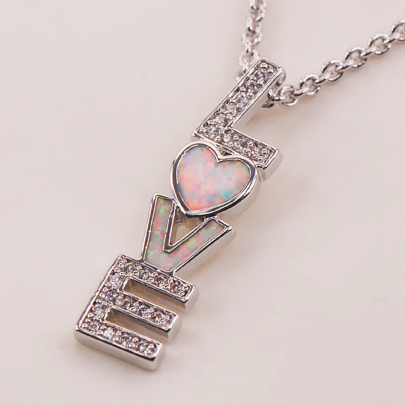 Кулон из серебра 925 пробы с белым кристаллом циркония и огненным опалом|pendant