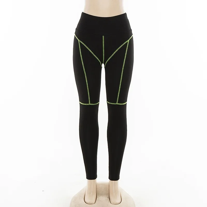 Женские черные леггинсы с высокой талией тянущиеся для фитнеса 2019 Модные женские